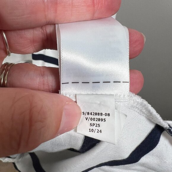 Athleta Essential Tee Dress Size Medium Petite Blue Stripe Minimal Casual Comfy - Picture 8 of 9